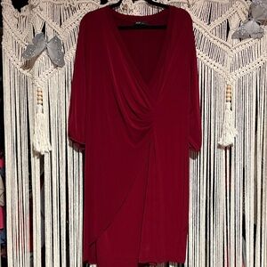 Elegant Deep Red Long Sleeve Dress